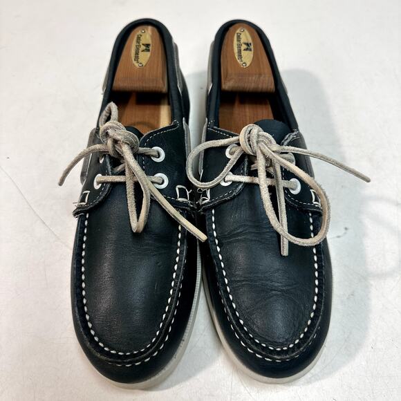 EXCELLENT Quoddy Women's Canoe Boat Shoe Moccasin Blue Green Made in Maine USA 9 - Picture 2 of 12